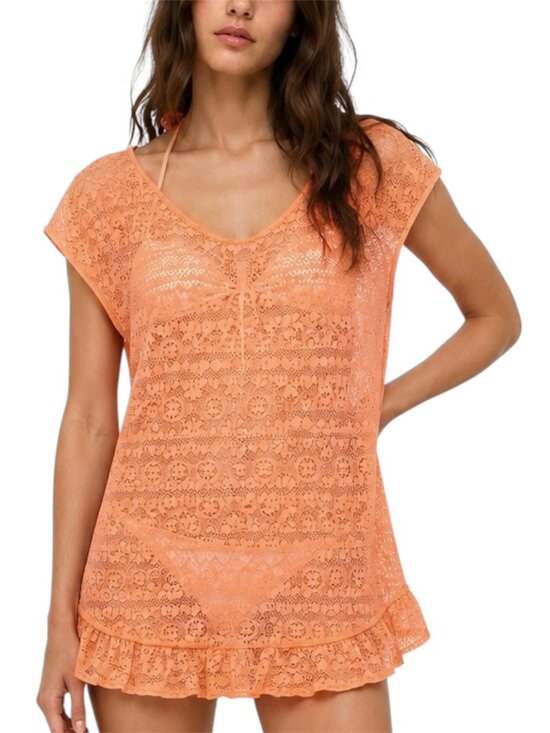Victoria's Secret Other - XS/S Victoria's Secret Bright Orange Lace Sheer Swim Cover Up Tunic